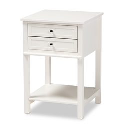 Baxton Studio Willow Modern Transitional White Finished 2-Drawer Wood End Table